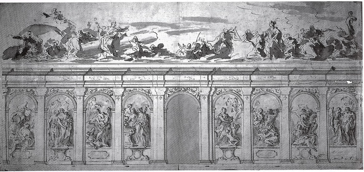 I Quattro Continenti - bozzetto, Istituto per la Conservazione dei Monumenti, Dresda, Zwinger, affresco distrutto nel 1849